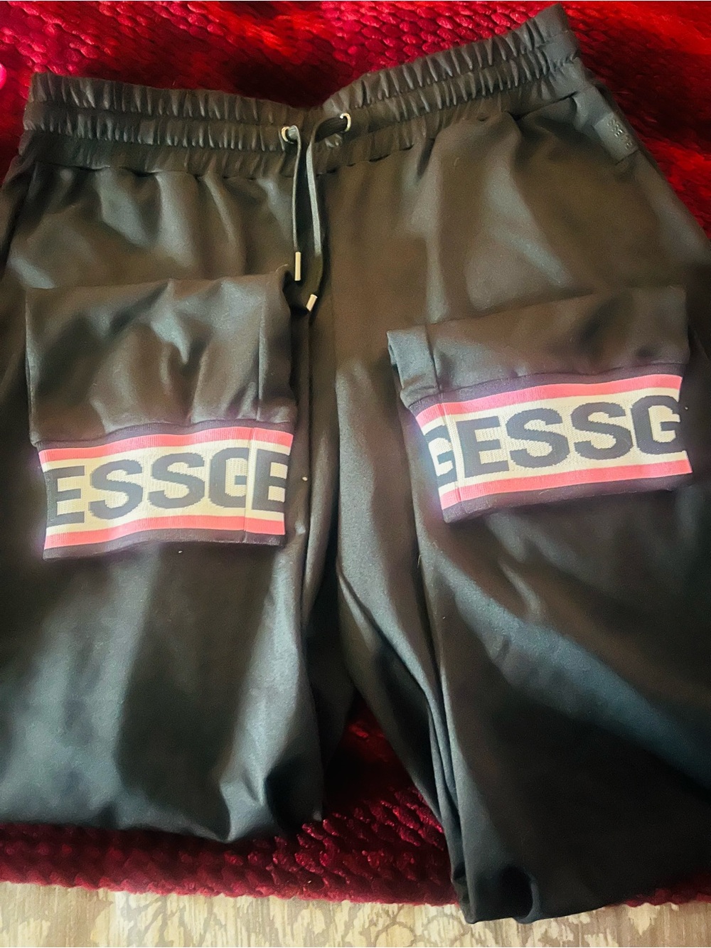 Guess Black Elastic Waist Pants with Branded Tag